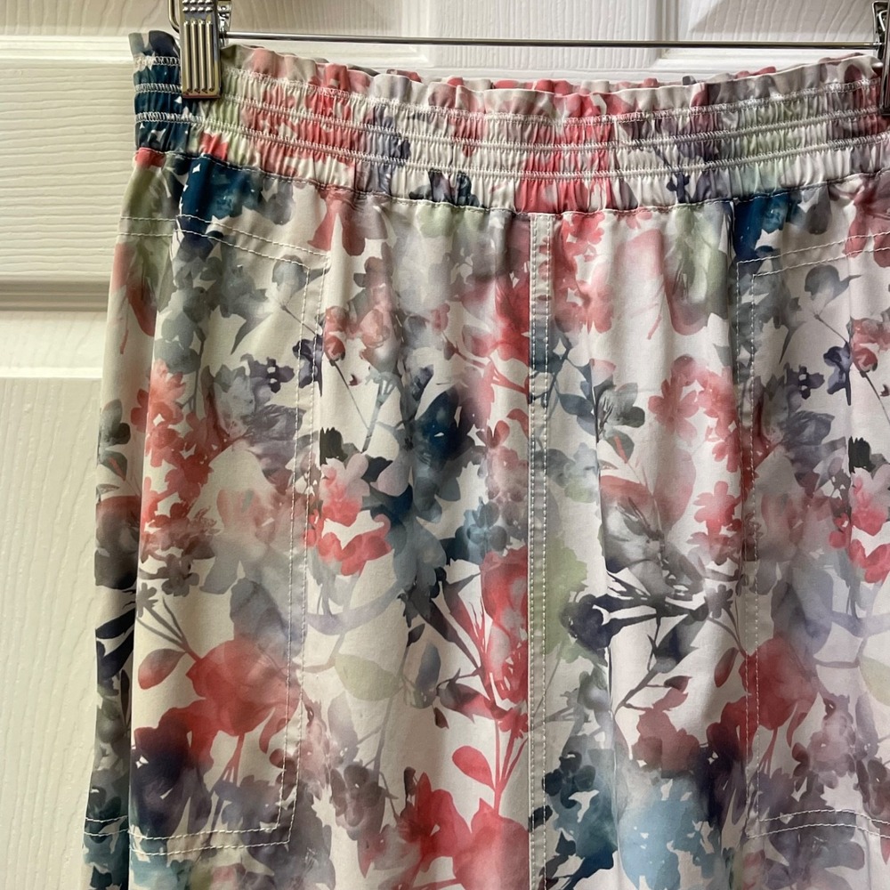 Athleta Petite Sz SP‎ Adjustable Waist Floral Watercolor Print Poly Skirt